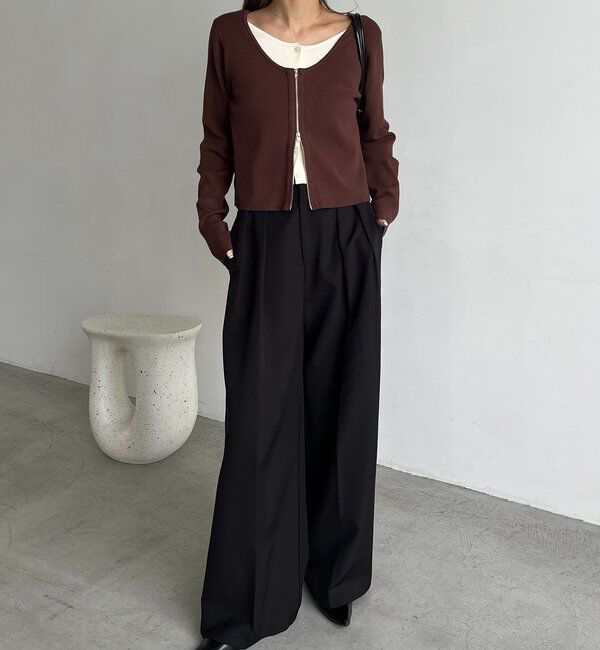  「【WEB限定】Wジップレイヤードニット」|カーディガン|