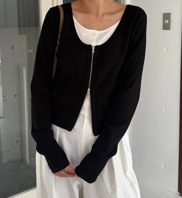  「【WEB限定】Wジップレイヤードニット」|カーディガン|