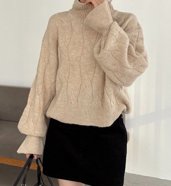 「ケーブルキャンディニット」|ニット・セーター|ベージュ