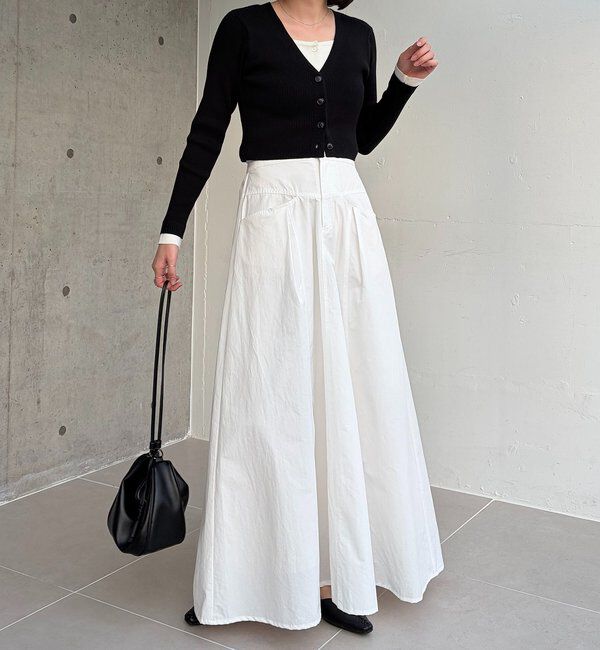  「【低身長サイズあり】切替コットンフレアスカート」|スカート|