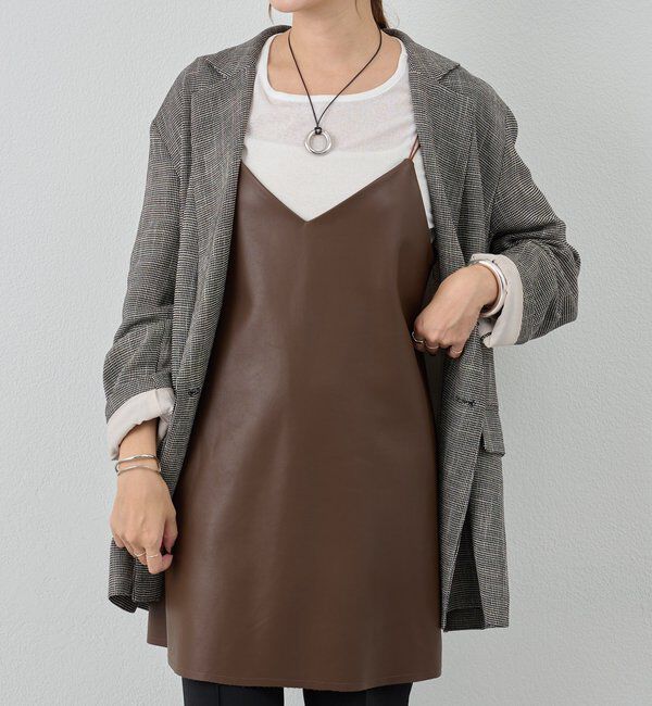  「《レイヤードにも◎》レザーチュニックキャミ」|シャツ・ブラウス|ブラウン