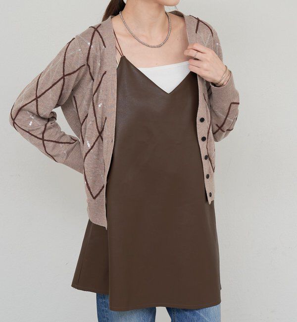  「《レイヤードにも◎》レザーチュニックキャミ」|シャツ・ブラウス|