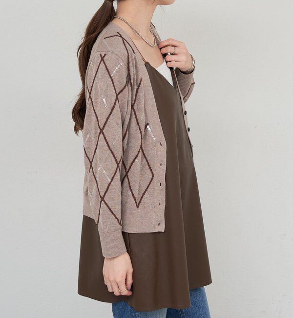  「《レイヤードにも◎》レザーチュニックキャミ」|シャツ・ブラウス|