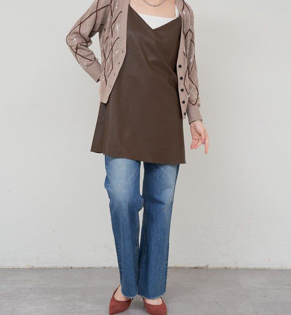  「《レイヤードにも◎》レザーチュニックキャミ」|シャツ・ブラウス|