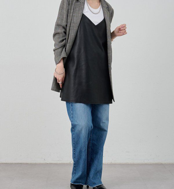  「《レイヤードにも◎》レザーチュニックキャミ」|シャツ・ブラウス|