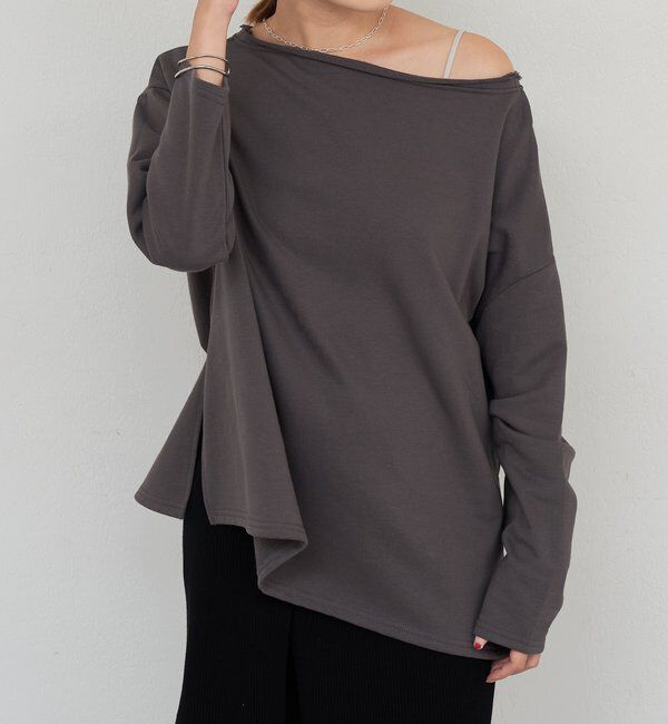  「サイドスリットオフショルスウェット」|Tシャツ・カットソー|