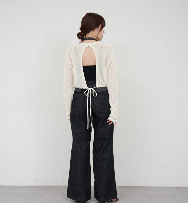  「バックデザインペーパーメッシュカーディガン」|カーディガン|