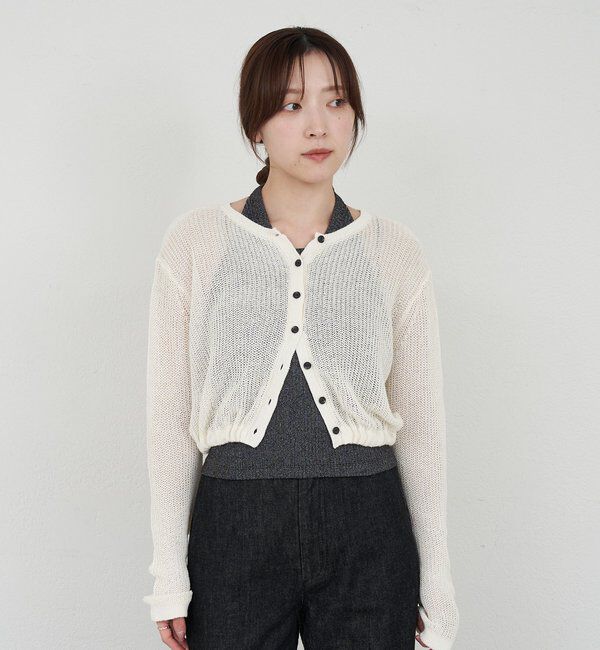  「バックデザインペーパーメッシュカーディガン」|カーディガン|
