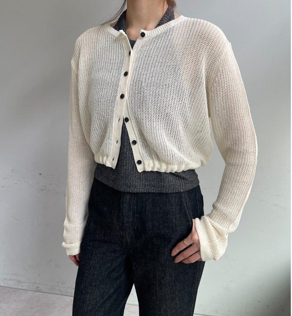  「バックデザインペーパーメッシュカーディガン」|カーディガン|