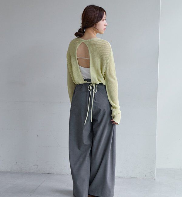  「バックデザインペーパーメッシュカーディガン」|カーディガン|