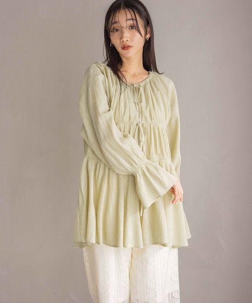 LOWRYS FARM「ヨウリュウシャーリングブラウスＬＳ」|シャツ・ブラウス|YEL2