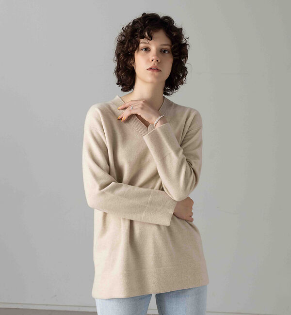 collex「ウルグアイウールVネックプルオーバー」|ニット・セーター|ベージュ