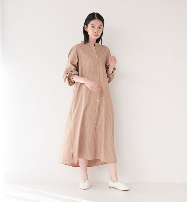 collex「＜手洗い可能＞ストライプフレアシャツワンピース」|ワンピース|