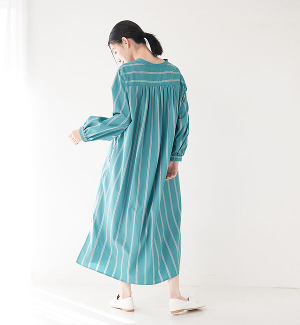 collex「＜手洗い可能＞ストライプフレアシャツワンピース」|ワンピース|