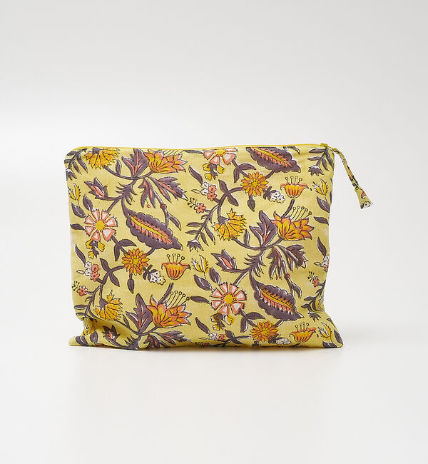collex「ブロックプリント フラットポーチ」|ポーチ|イエロー