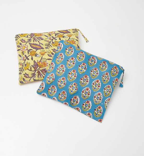 collex「ブロックプリント フラットポーチ」|ポーチ|