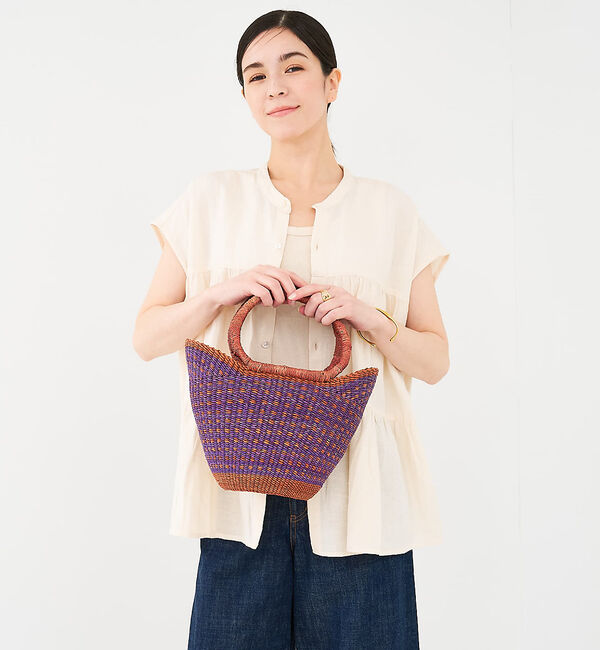 collex「ニャリガバスケット ニケチェック S ライラック」|かごバッグ|ライラック