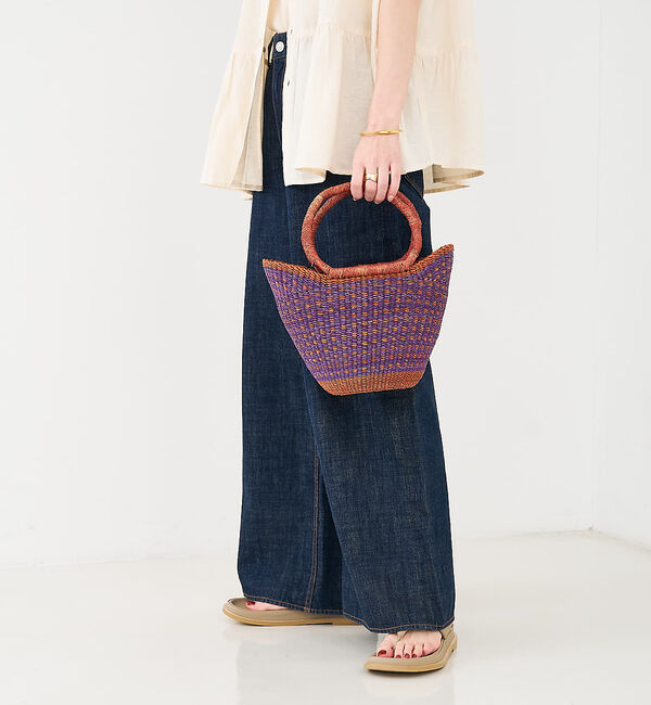 collex「ニャリガバスケット ニケチェック S ライラック」|かごバッグ|