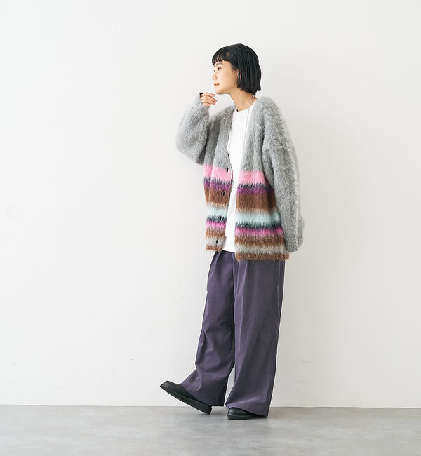 collex「ヘアリー畦編みカーディガン」|カーディガン|