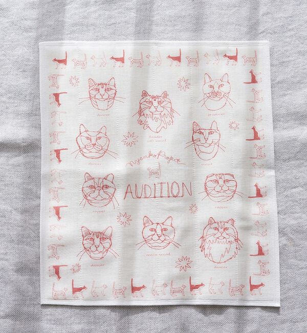 collex「【＋HAyU fabric】猫柄 蚊帳織りふきん」|食器・キッチングッズ|