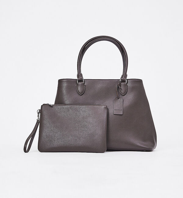 ABAHOUSE「【WEB別注】シボレザー 横型トートバッグ / クラッチバッグ付き / A4サイ」|トートバッグ|ブラウン