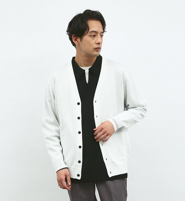 ABAHOUSE「【シルクブレンド】ベーシック Vネック カーディガン」|カーディガン|ホワイト