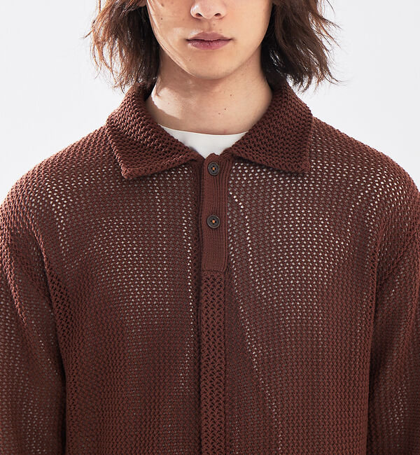 ABAHOUSE「メッシュニット ポロ カーディガン / サマーニット」|カーディガン|