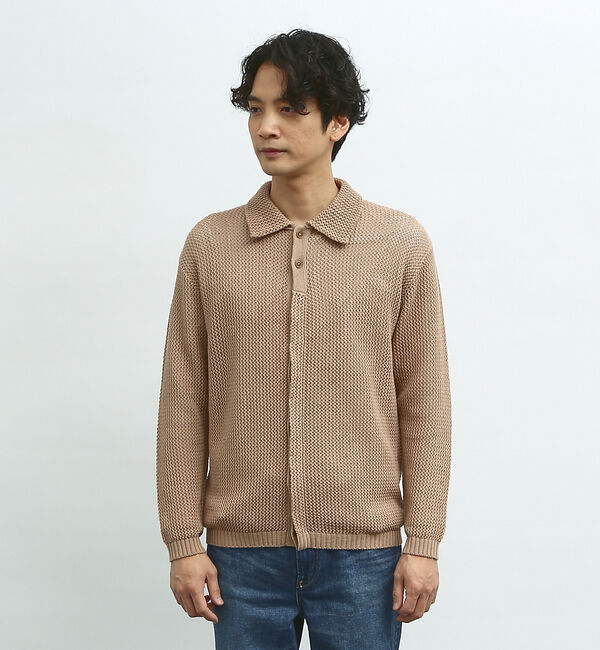 ABAHOUSE「メッシュニット ポロ カーディガン / サマーニット」|カーディガン|