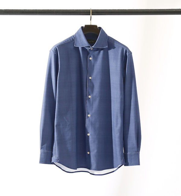 ABAHOUSE「【FLEX SHIRTS】接触冷感 スラブチェック 長袖シャツ」|シャツ・ブラウス|ダークネイビー