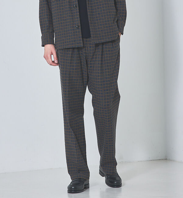 ABAHOUSE「【セットアップ対応】T/R フランス綾 2タック ワイドパンツ」|その他|チェック