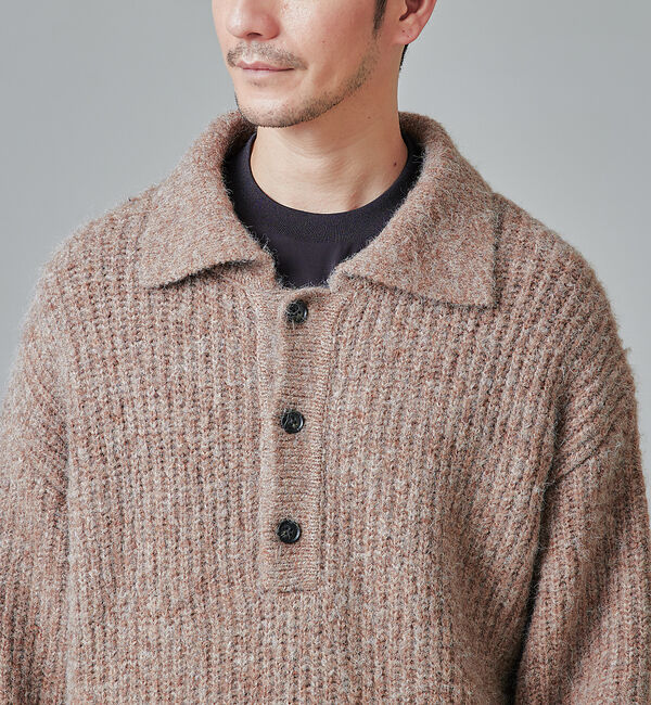 ABAHOUSE「【アルパカブレンド】シャギー ニットポロ」|ニット・セーター|