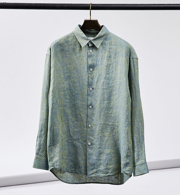 ABAHOUSE「【LUXE Linen Solaro】長袖 リネンシャツ」|シャツ・ブラウス|イエロー