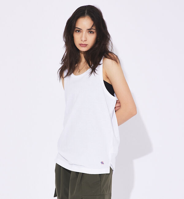 ABAHOUSE「【JEMORGAN ジェイイーモーガン】鹿の子タンクトップ」|キャミソール|ホワイト