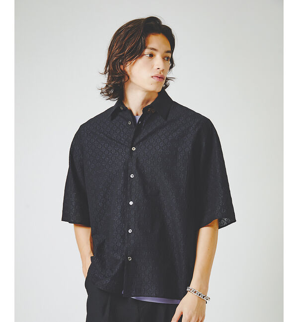 ABAHOUSE「【シアージャガード】ボックスシルエット 半袖シャツ / ハーフスリーブ シアーシ」|シャツ・ブラウス|