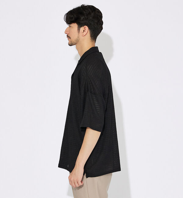 ABAHOUSE「【ブロック柄】ストレッチ シアーシャツ」|シャツ・ブラウス|