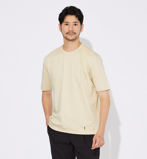 ABAHOUSE「【コットンシルケット】ポンチ クルーネック Tシャツ」|Tシャツ・カットソー|クリーム