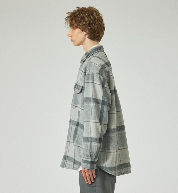 ABAHOUSE「【シャギー素材】ネルチェック オーバーサイズ CPOシャツ /シャツブルゾン」|ブルゾン・スタジャン|