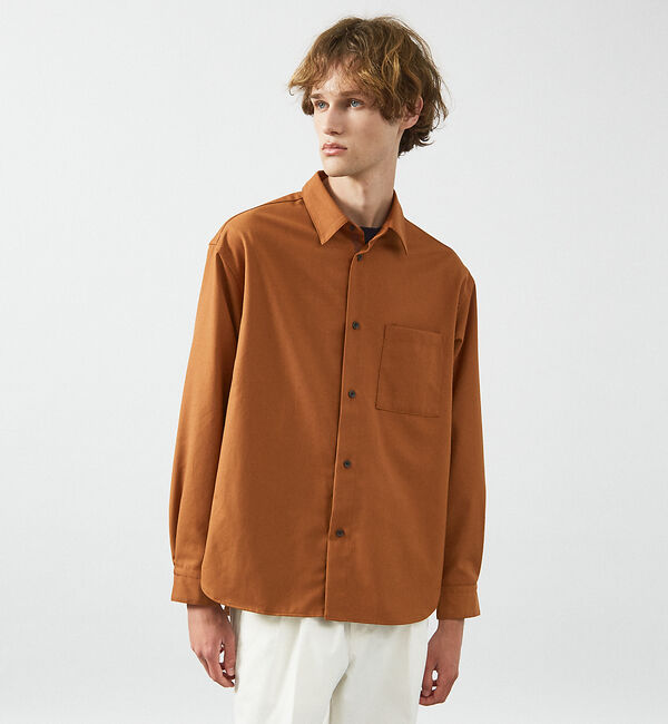 ABAHOUSE「イミテーションウール リラックスシャツ / レギュラーカラーシャツ」|シャツ・ブラウス|オレンジ