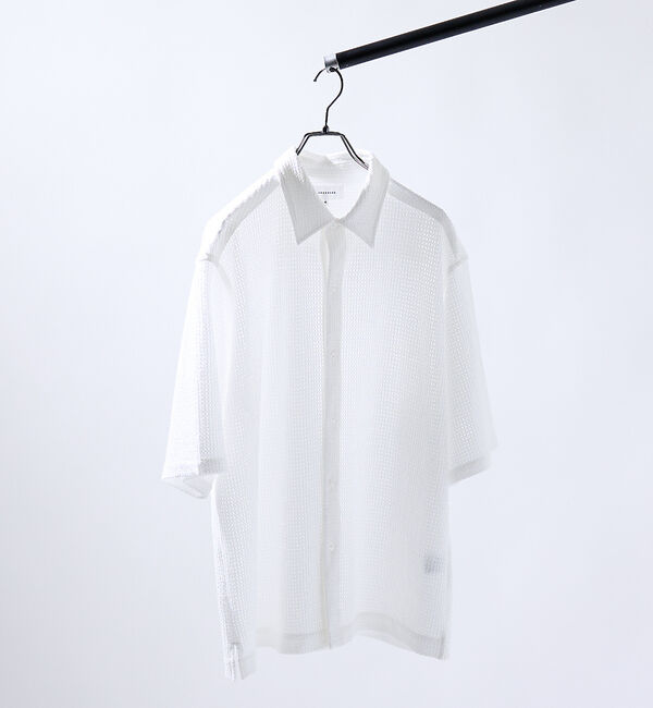 ABAHOUSE「メッシュジャガード　シアーシャツ / オーバーサイズ」|シャツ・ブラウス|ホワイト