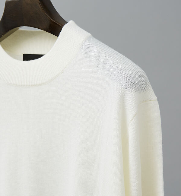 ABAHOUSE「Pure Merino ハイゲージモックネック ニット プルオーバー」|ニット・セーター|オフホワイト