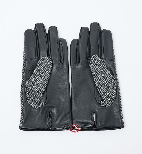 ABAHOUSE「【HarrisTweed】 ラムレザー&times;ツイード コンビ グローブ / タッチパ」|手袋|