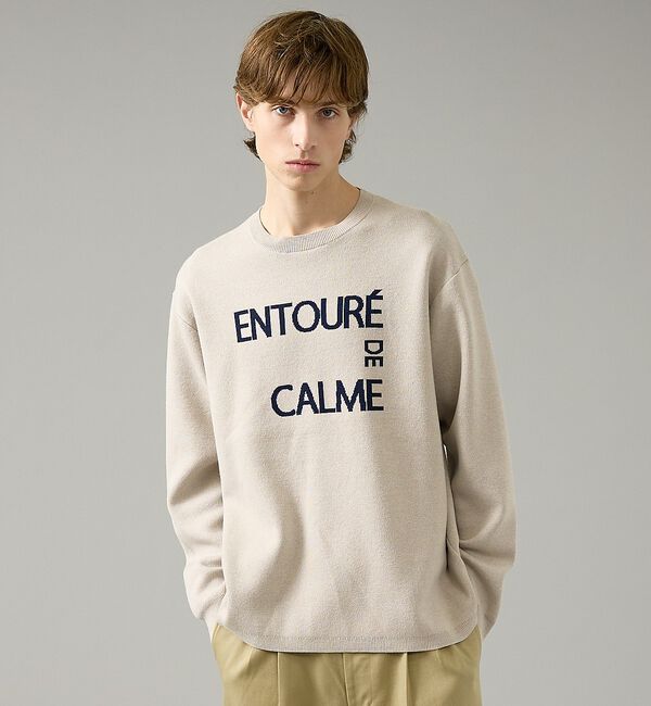 ABAHOUSE「【2026NEW】ジャガードロゴニット プルオーバー / オーバーサイズ / L」|ニット・セーター|ベージュ