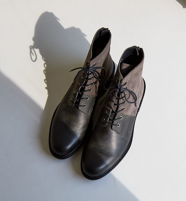 alfredoBANNISTER「【定番】ベロア切替 レースアップブーツ」|ショートブーツ|