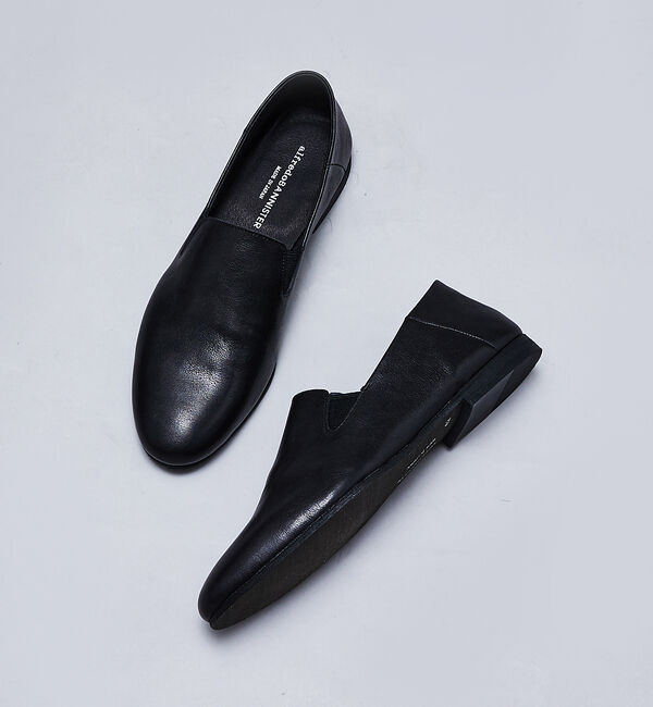 alfredoBANNISTER「【ソフトレザー】カウンターレス ゴア スリッポン」|ローファー|ブラック