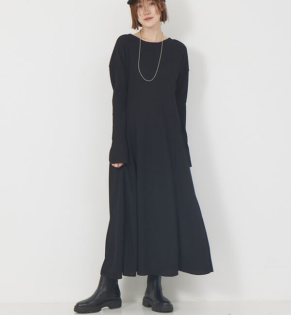 Rouge vif「ワッフルフレアワンピース」|ワンピース|ブラック