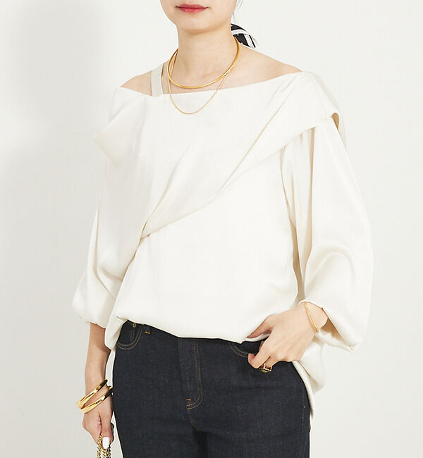 Rouge vif「とろみアシンメトリー2WAYオフショルブラウス」|シャツ・ブラウス|アイボリー