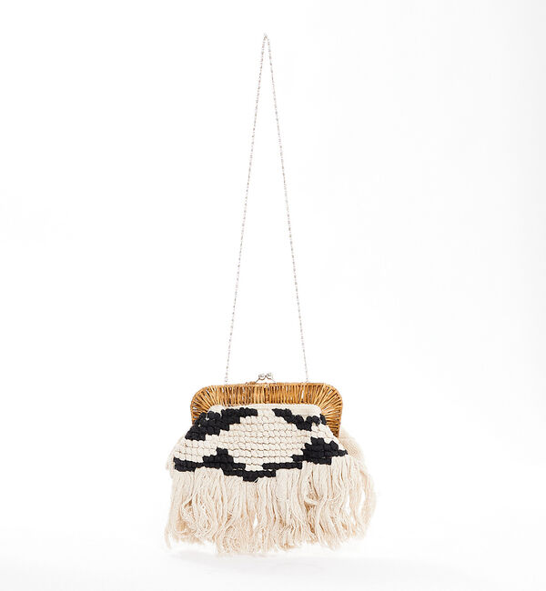 Rouge vif「【Swaraj/スワラージ】ラタンフレームクラッチバッグ / フリンジ / チェ」|クラッチバッグ|