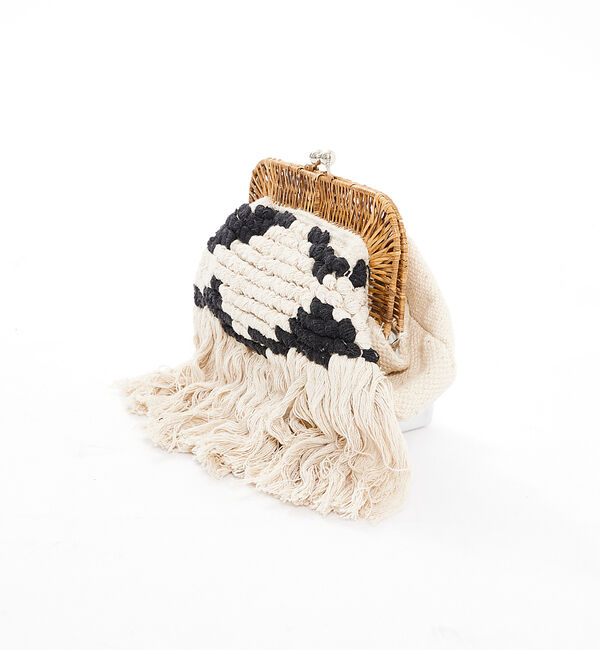 Rouge vif「【Swaraj/スワラージ】ラタンフレームクラッチバッグ / フリンジ / チェ」|クラッチバッグ|