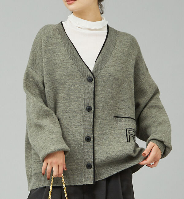 Rouge vif「バックロゴニットカーディガン」|カーディガン|グレー