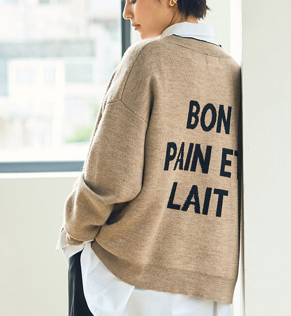 Rouge vif「バックロゴニットカーディガン」|カーディガン|ベージュ